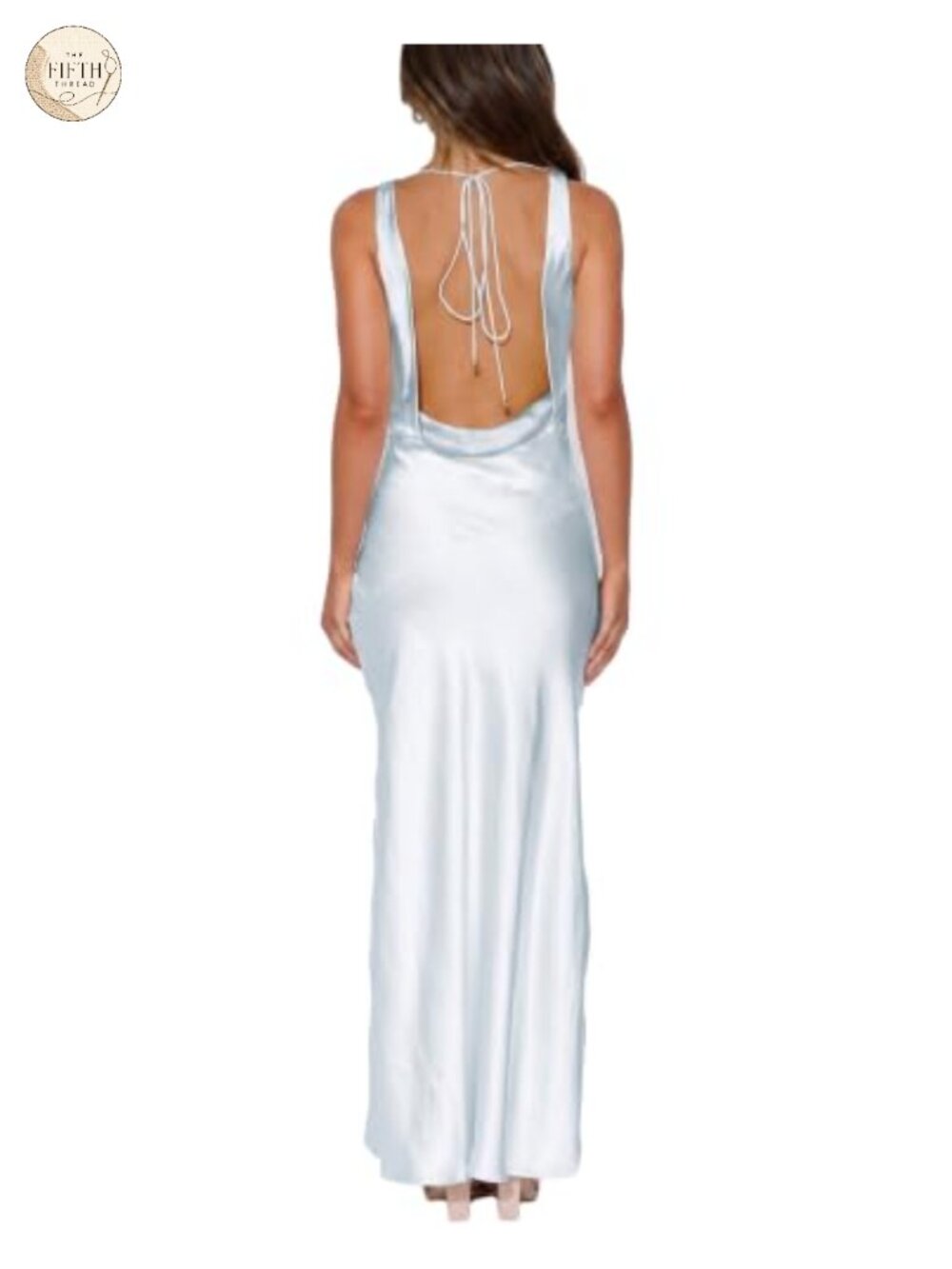 KOUNAI Satin Backless Formal Maxi Dress Wedding Guest